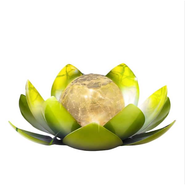 MOEPISY Amber Crackle Globe Glass LotusGarden Decoration Green (2 Pack)