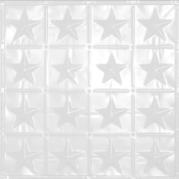 AMERICAN TIN CEILINGS Pattern #36 in Bright White Satin 2 ft. x 2 ft. Nail Up Tin Ceiling Tile (20 sq. ft./Case)