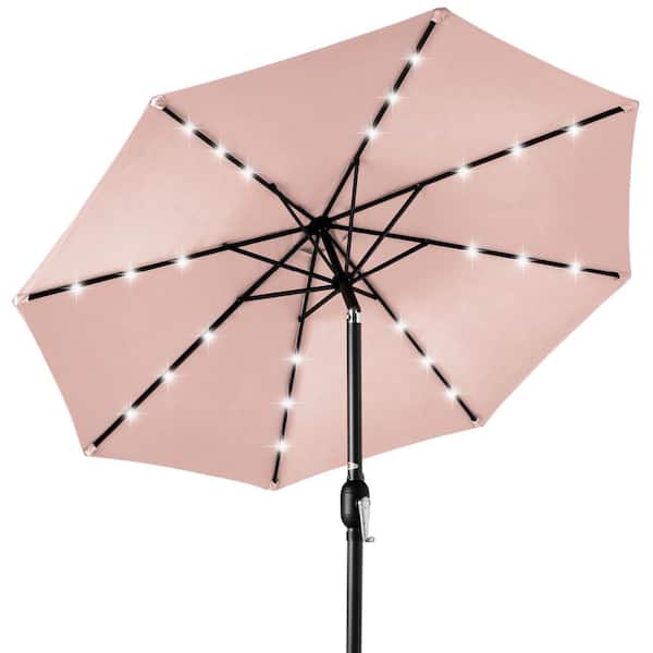 Best Choice Products 10 ft. Market Solar LED Lighted Tilt Patio Umbrella with UV-Resistant Fabric in Rose Quartz