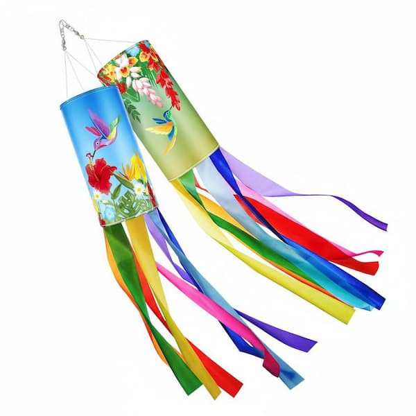 2-Piece Wind Socks for Outside with Streamers Hanging Decor