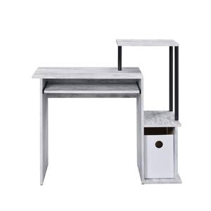 Lyphre 37 in. Rectangular Metal Black and Antique White Computer Desk