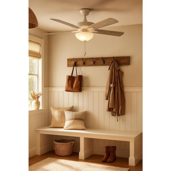 Hinkley Metro Illuminated 52-In Low Profile Ceiling Fan with LED Light - Indoor Ceiling Fan with Dual Mount for Bedroom, Kitchen, Living Room - Wood C