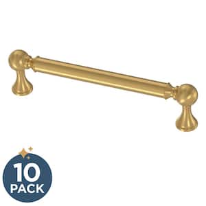 Classic Farmhouse 5-1/16 in. (128 mm) Modern Gold Cabinet Drawer Pulls (10-Pack)