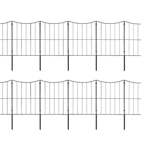 Oumilen 24 in. x 13 in., Folding Fence Lawn Patio Garden Fence, Lower Curved (10-Pieces)