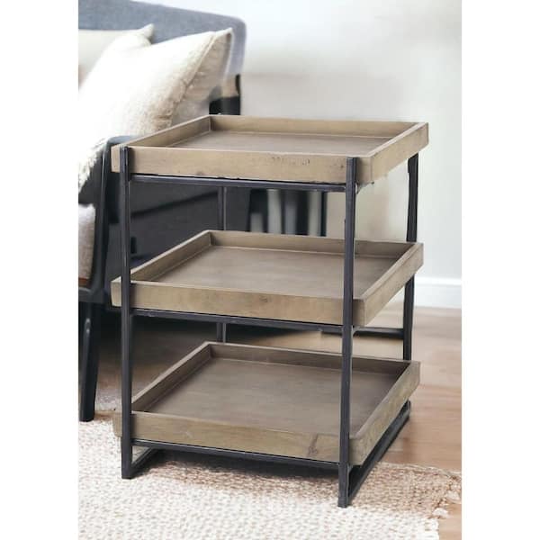 HomeRoots 20 in. Brown Square Wood End Table