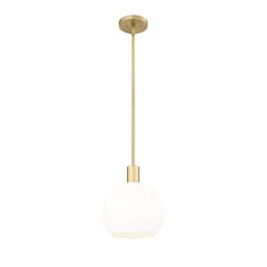 Margo 9.75 in. 1-Light Bubble Pendant Olde Brass with White Glass Shade