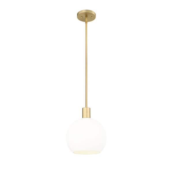 Unbranded Margo 9.75 in. 1-Light Bubble Pendant Olde Brass with White Glass Shade