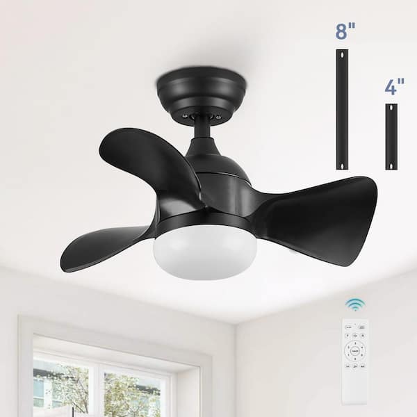 HINNIXY 23 in. Indoor/Covered Outdoor Matte Black Downrod 3-Colors Integrated LED Ceiling Fan with Light Kit and Remote Control