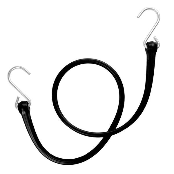 The Perfect Bungee 31 in. EZ-Stretch Polyurethane Bungee Strap with Galvanized S-Hooks (Overall Length: 36 in.) in Black