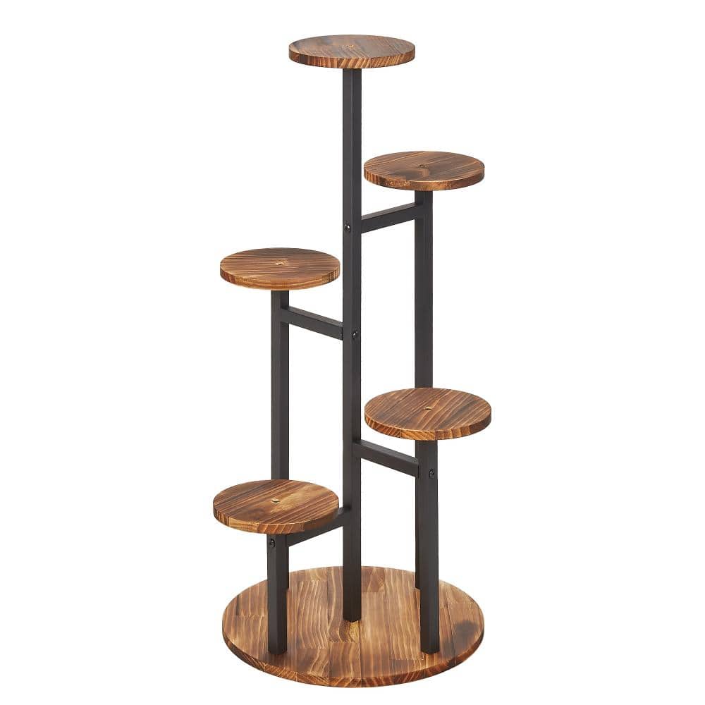 5-Tier Corner Plant Stand with Wood & Metal Frame, Space-Saving Corner Display Shelf, Indoor/Outdoor Use price history on PriceWatchPro