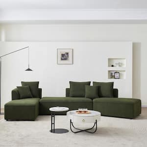 141.73 in. Wide Armless Creative Fabric Curved Modern Modular Upholstered Sofa in Green
