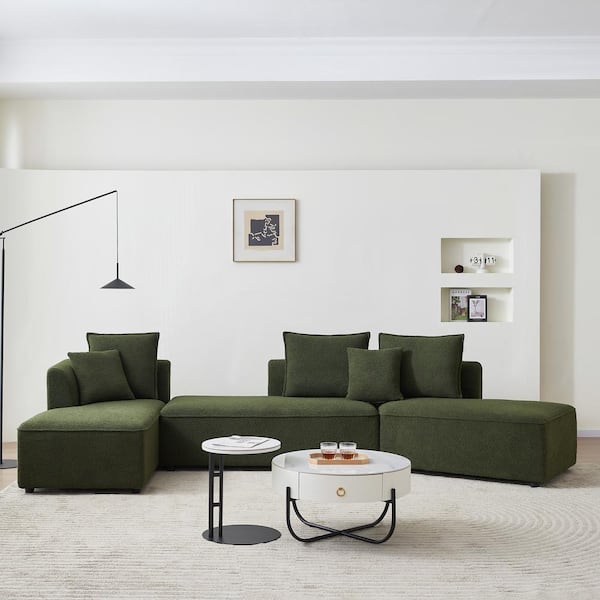 Z-joyee 141.73 in. Wide Armless Creative Fabric Curved Modern Modular Upholstered Sofa in Green