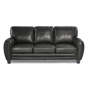 Viggo 85 in. W Round Arm Faux Leather Rectangle Sofa in. Black