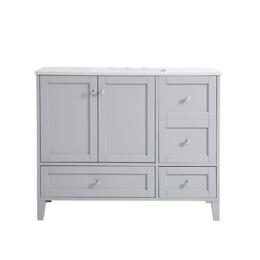 Simply Living 42 in. Single Bathroom Vanity in Grey with Engineered Marble 