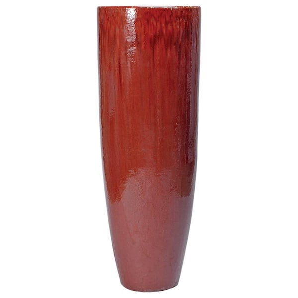 Tall 19 in. L x 54 in. H Red Ceramic Round Jar