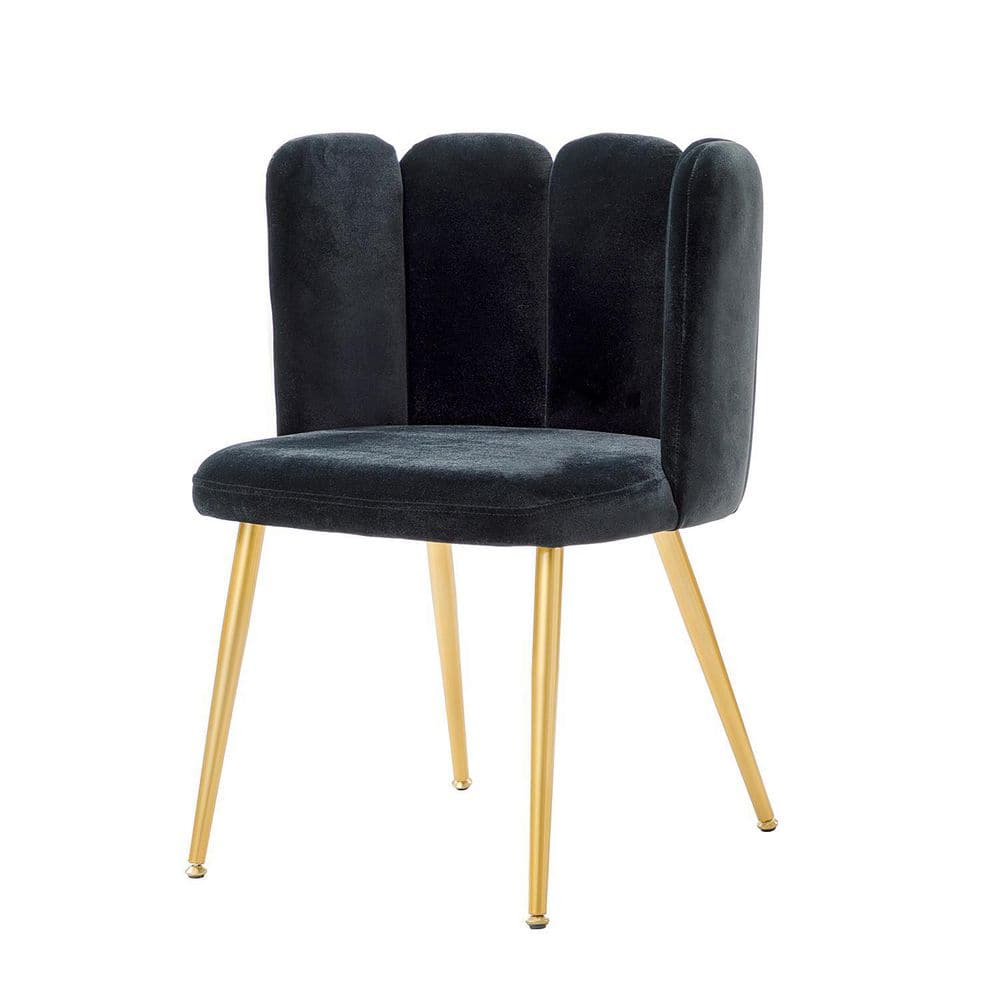 ARTFUL LIVING DESIGN Yginio Black Velvet Side Chair with Metal Legs