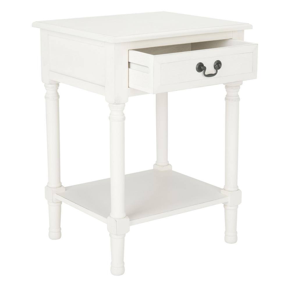 Whitney Distressed White Solid Wood 1-Drawer Accent Table