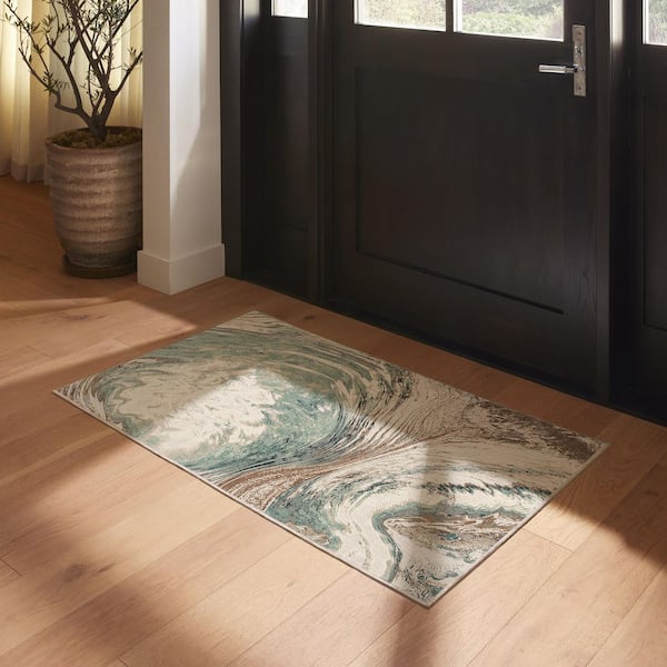 Machine Washable Rug with Standard Pad - Malaspina Natural Sage 3 ft. x 5 ft.