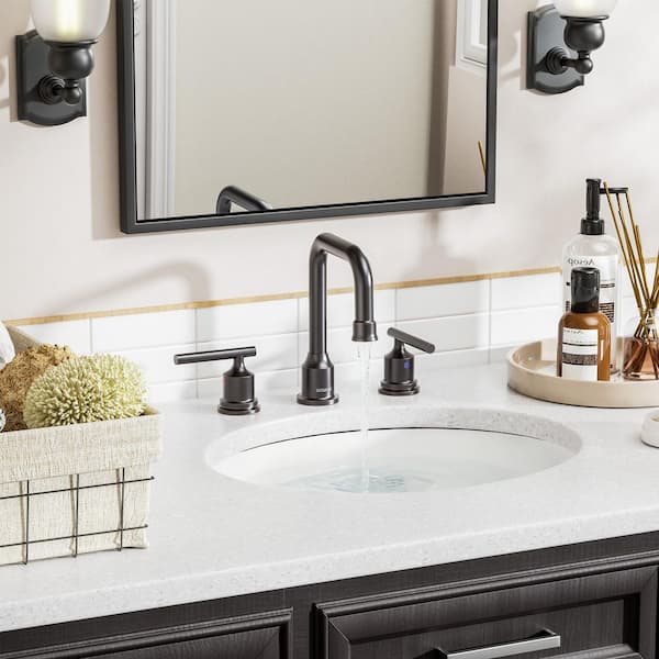 8 in. Widespread Double Handle Bathroom Faucet with Drain Kit in Oil Rubbed Bronze