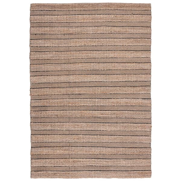 SAFAVIEH Natural Fiber Black/Beige 8 ft. x 10 ft. Striped Woven Area Rug