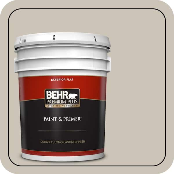 BEHR PREMIUM PLUS 5 gal. Designer Collection #DC-009 Vintage Pewter Flat Exterior Paint & Primer