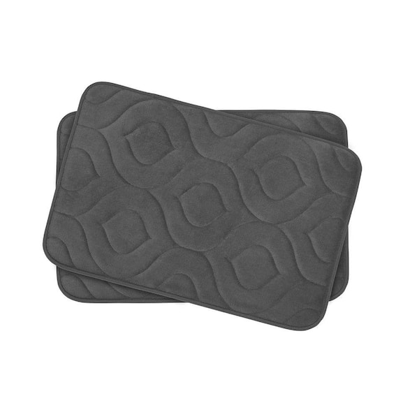 BounceComfort Naoli Dark Gray 17 in. x 24 in. Memory Foam 2-Piece Bath Mat Set