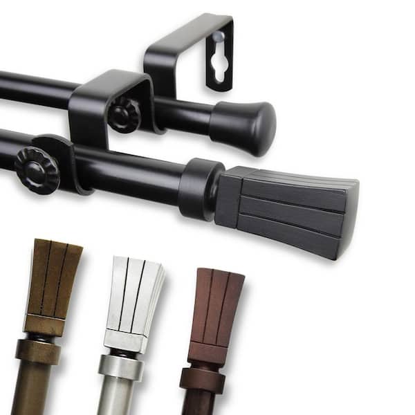 Rod Desyne 5/8" Dia Adjustable 28-48" Flare Double Curtain Rod with Flare Finials in Anituqe Light Gold