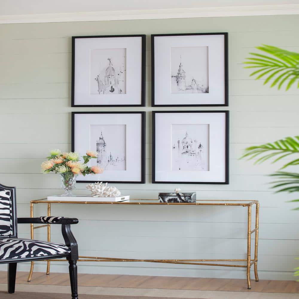 4-Piece Framed Architecture Wall Art Prints, Home Decor Art for Living Room