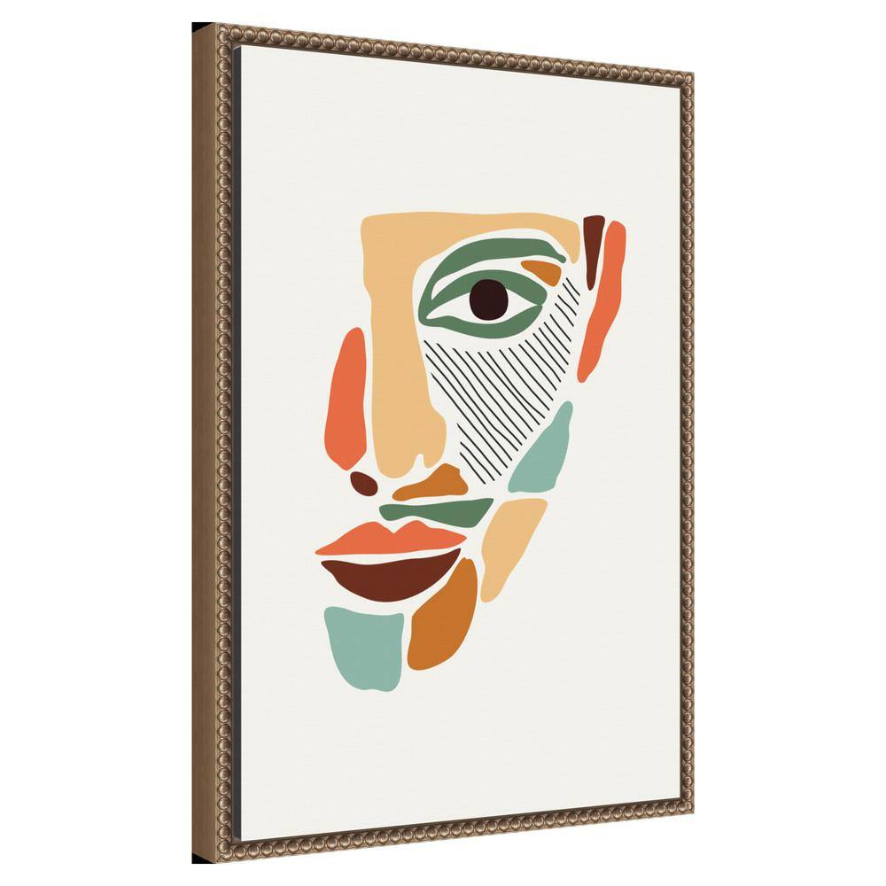 Colorful Abstract Faces Beaded Framed Canvas Wall Art 16 x 23-in