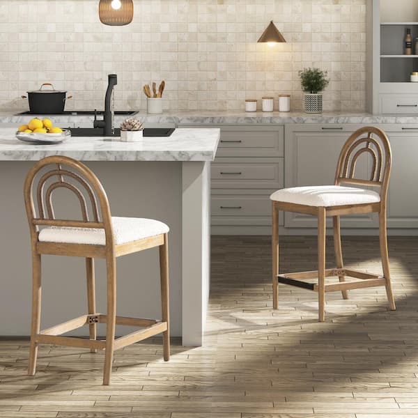 Jennifer Taylor Leon 27 in. Arched Back Wood and Upholstered