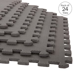 Interlocking Gray 25 in. W x 25 in. L x 0.5 in Thick Exercise/Gym Flooring Foam Tiles - 24 Tiles\Case (96 sq. ft.)
