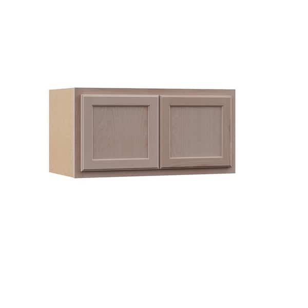 Hampton Bay 30 in. W x 12 in. D x 15 in. H Assembled Wall Bridge Kitchen Cabinet in Unfinished with Recessed Panel