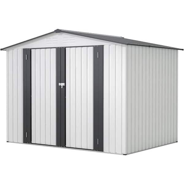 10 ft. W x 8 ft. D White Outdoor Metal Storage Shed with Sloped Roof, Air Vent Tool Shed Storage House(80 sq. ft. )