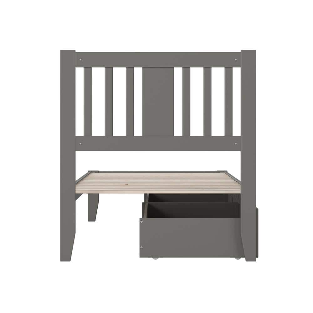 Tahoe Twin XL Gray Wood Platform Bed with Storage Drawers