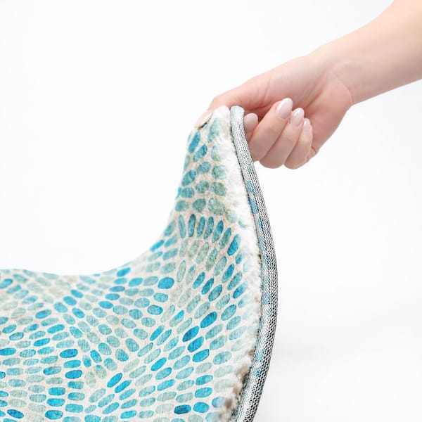 Dream Shag Premium Machine Washable Abstract ADS186 Aqua 3 ft. x 4 ft. Area Rug