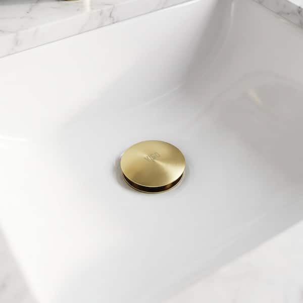 Vessel Bathroom Sink Pop-Up Drain and Mounting Ring in Matte Gold