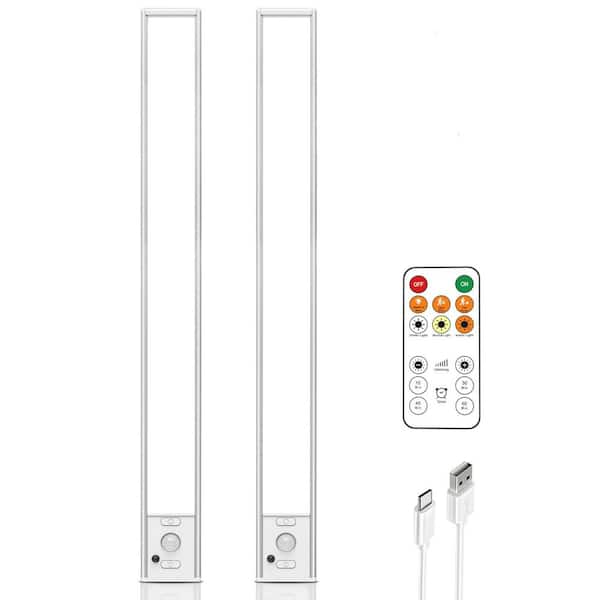 White LED Under Cabinet Lighting Lamp with Remote Control, Motion Sensor, 3 Color Temps, 160 LEDs, 2-Pack