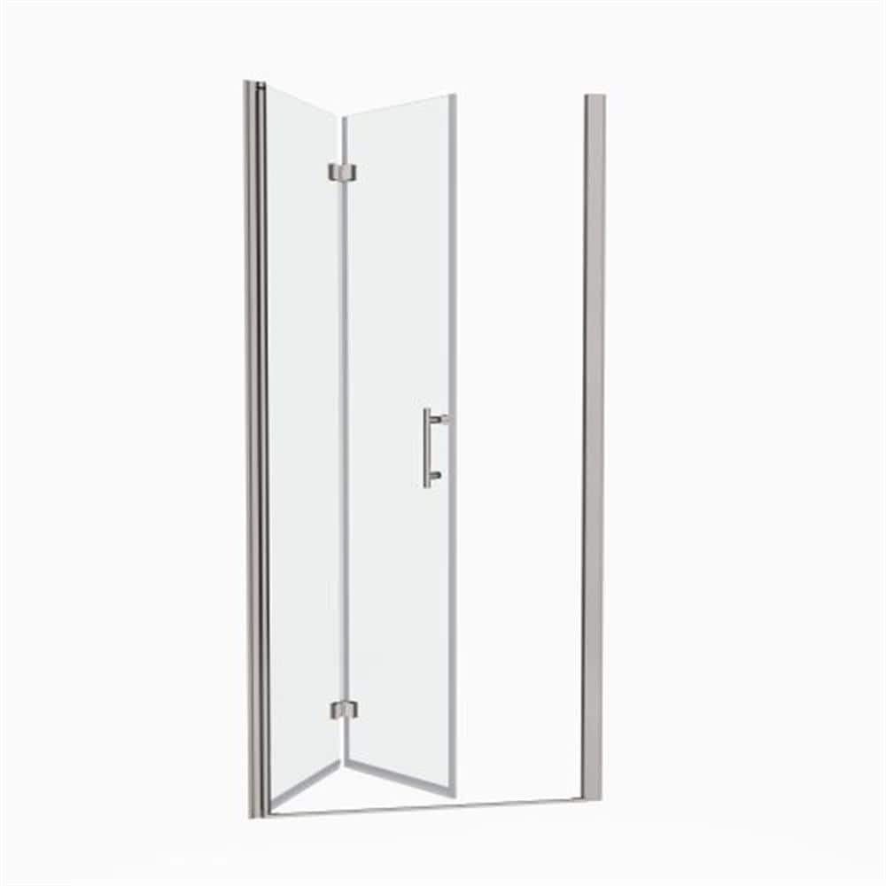 34 in. - 35.38 in. W x 72 in. H Bi-Fold Semi-Frameless Shower Door in Chrom