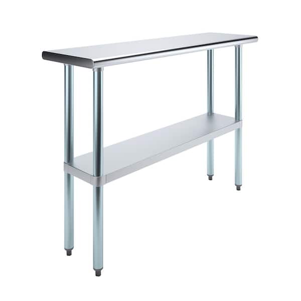 AMGOOD 14 in. x 48 in. Stainless Steel Kitchen Utility Table with Adjustable Bottom Shelf
