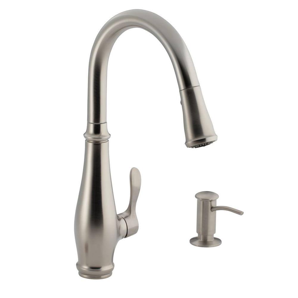 Reviews For Kohler Cruette Single Handle Pull Down Sprayer Kitchen Faucet In Vibrant Stainless K R780 Vs The Home Depot