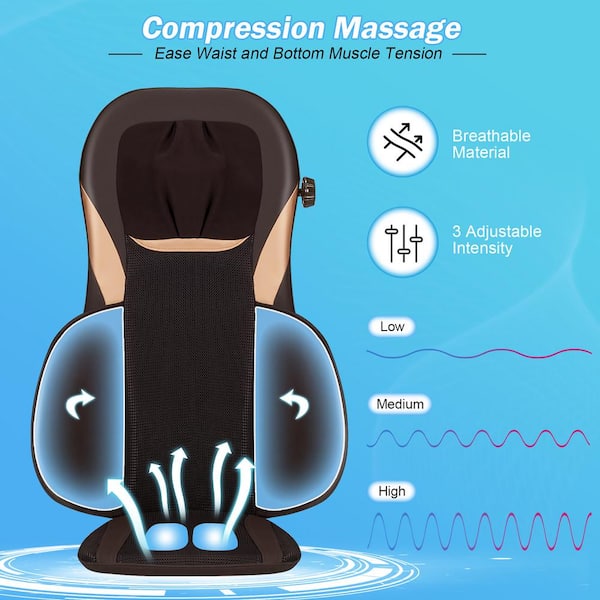 Costway Shiatsu 3 Speed Massage Cushion with Heat Massage Chair Pad Back Massager Glod GHMHSKU00675 The Home Depot