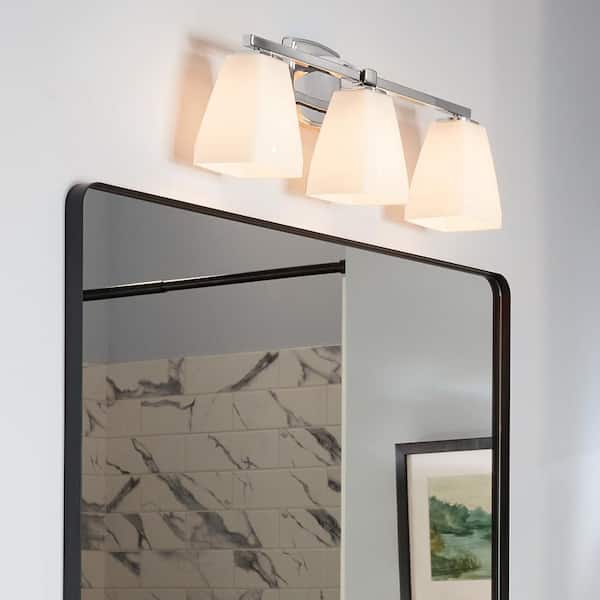 Marant 23.75 in. 3-Light Vanity Light with Opal Glass in Chrome