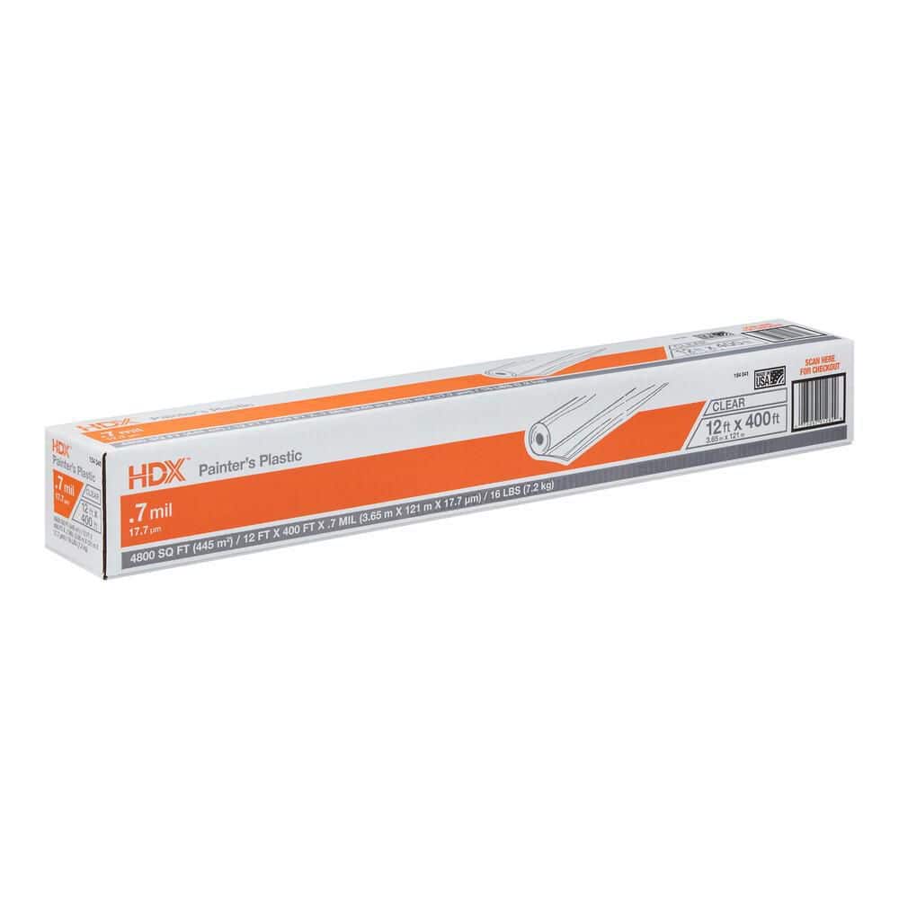 HDX - 12 ft. x 400 ft. Clear 0.7 mil. Plastic Sheeting