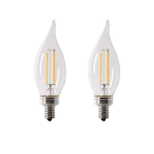 E12 Flame Tip 120V Decorative Dimmable Chandelier Lights Bulbs Pack of 12 60 Watt Clear Candelabra Base 
