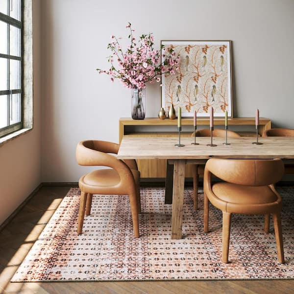 Padma Lakshmi X Rugs Feline Dotted Stripe Washable Pink 5 ft. x 8 ft. Indoor Area Rug