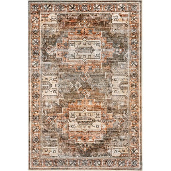 nuLOOM Emerson Brown 4 ft. x 6 ft.  Medallion Area Rug