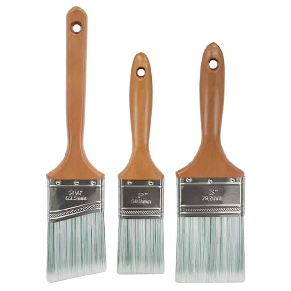 UTILITY 2 in. Flat Cut, 3 in. Flat Cut and 2 in. Angled Sash Utility Paint  Brush Set (3-Piece)