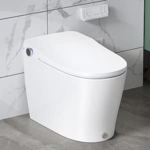 Elongated Smart Toilet Bidet in White with UV-A Sterilization, Auto Open, Auto Close, Auto Flush, Heated Seat and Remote