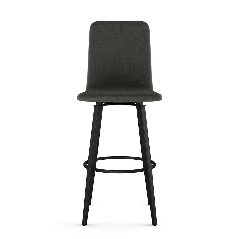 Watson 26" Charcoal Grey Polyester Swivel Counter Stool with Black Metal Frame