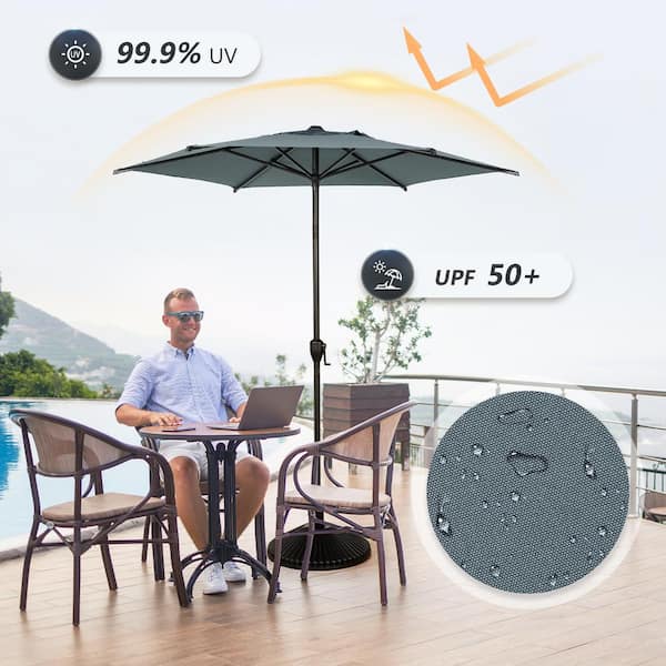abba patio umbrella outdoor base Abba Patio 7.5-ft Steel Gray Push-button Tilt Market Patio Umbrella one_size